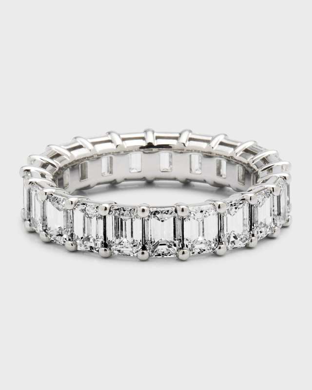 Platinum Emerald-Cut FG/VS Diamond Eternity Band, Size 6.5, 5.25tcw